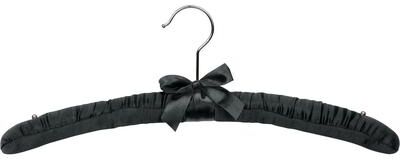 The Great American Hanger Company Black Satin Padded Top Hangers, Thick Padded Hangers with Box and Shoulder Studs