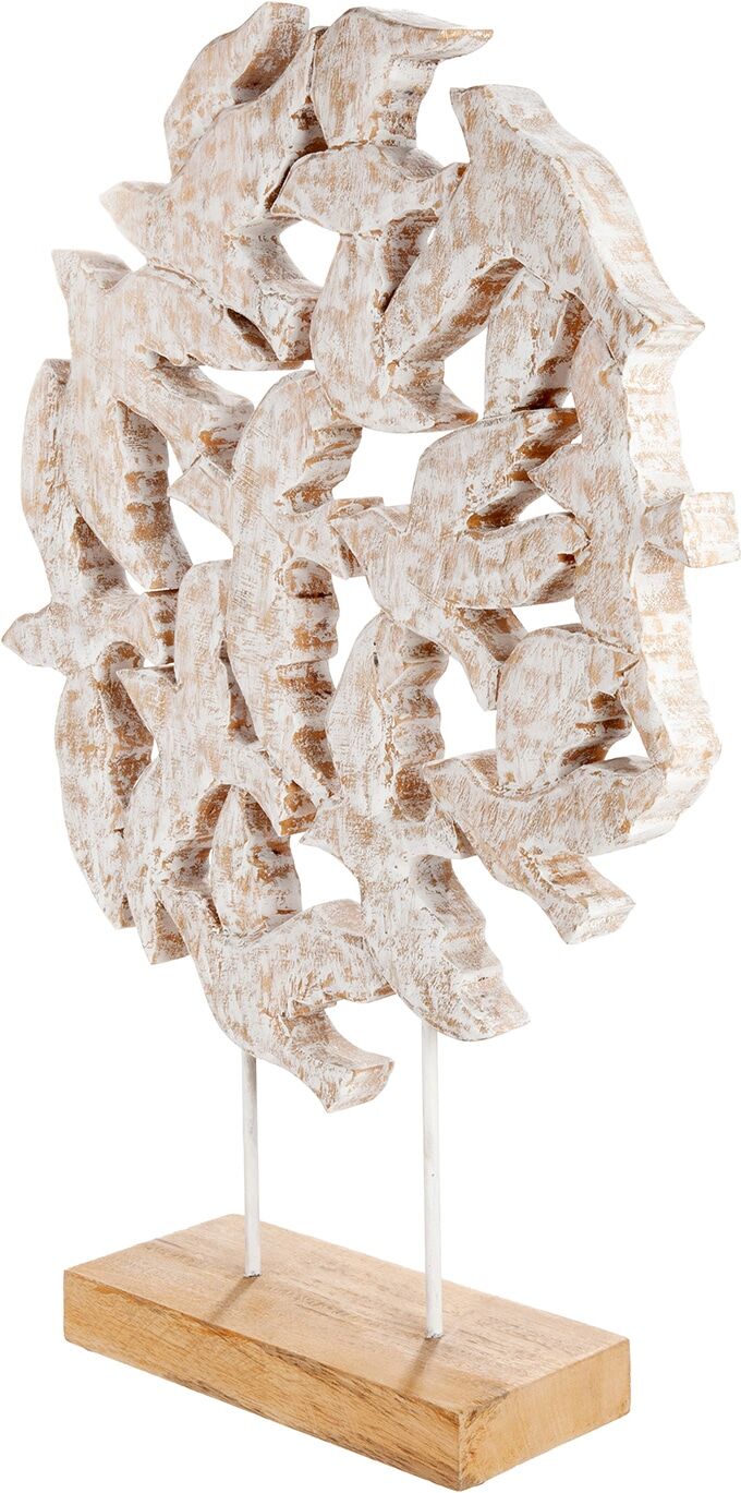 Skulptur GILDE "Standrelief rund Gull naturfarben", beige (naturfarben), B:40cm H:56cm T:10cm, Mangoholz, Dekofiguren, Skulptur, Maritim Küste Strand Meer Möwe Nordsee Ostsee naturfarben B/H/T: 40cm x 56cm x 10cm, rund