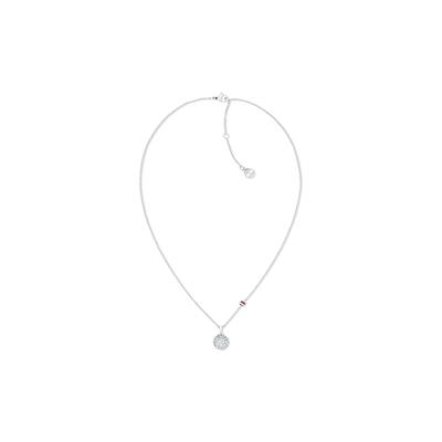 Kette mit Anhänger TOMMY HILFIGER "HOLIDAY BEADS", edelstahlfarben, rot, weiß, blau, kristallweiß, Halsketten, Damen, Edelstahl, L: 41 B: 1mm, mit Glasstein - Emaille, B:1mm