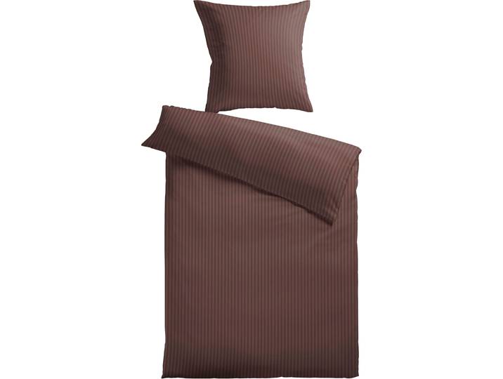 Bettwäsche KINZLER Damast-Streifen , braun, B/L: 155cm x 220cm, 1 Stk., 1 Stk., Damast, B/L: 80cm x 80cm, 2 Stk., Damast, Obermaterial: 100% Polyester, Bettwäsche, Bettwäsche, aus Mikrofaser