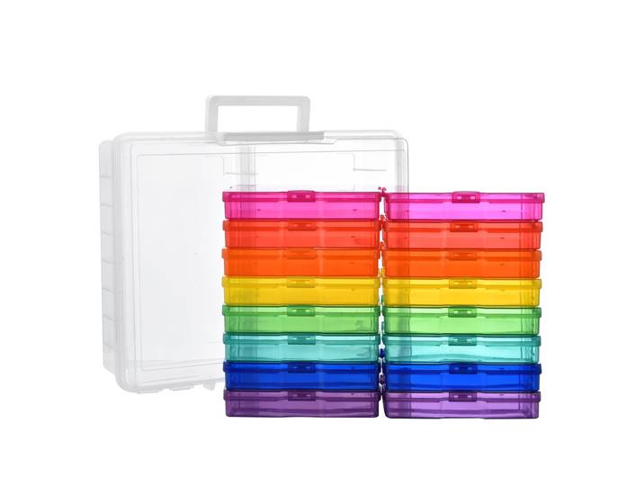 Boîte de rangement de photos en couleur, avec une grande boîte de rangement, boîte de rangement de photos en plastique couleur, adaptée au stockage de photos, cartes, artisanat