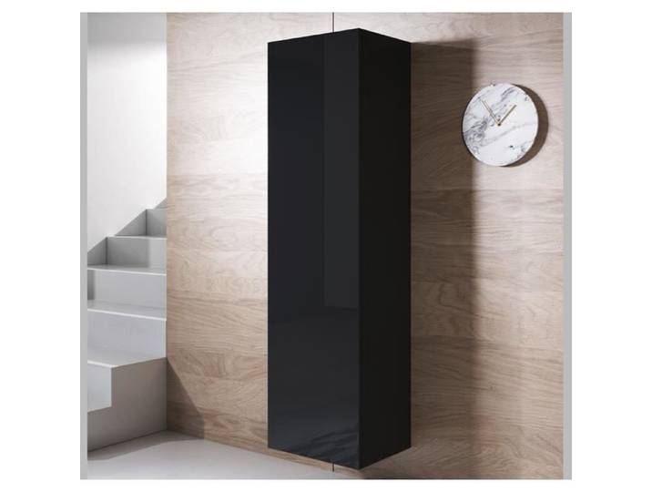Design Ameublement - Armoire Murale LUKE V4 Suspendue - 1 porte - Noir Brillant - 40x165x29cm