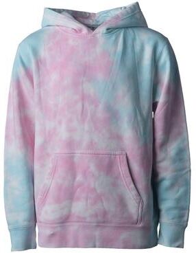 Independent Trading Co. PRM1500TD Youth Midweight Tie-Dyed Hooded Sweatshirt in Cotton Candy size Small   Cotton/Polyester Blend
