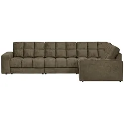 Ecksofa Date Struktursamt, klassisch mit Recamiere rechts, grün Bonsai, komfortabel gepolstert
