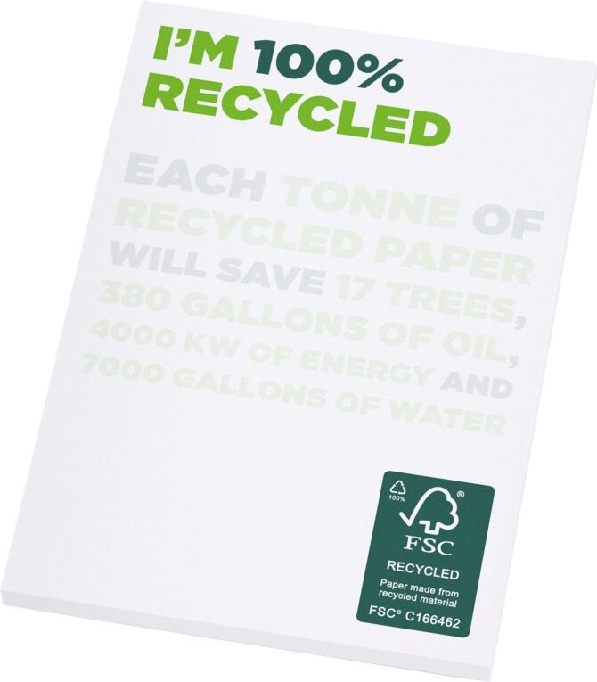 Bloc-notes A7 personnalisable en papier recyclé blanc 25 pages