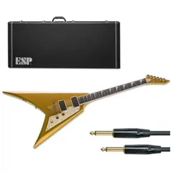 ESP LTD KH-V MGO Kirk Hammett Signature E-Gitarre mit Kabel (E-Gitarre, Ahorn, Aluminium, Korina, Macassar), Gitarre, Gold