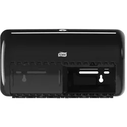 Tork Toilettenpapierspender Elevation T4 sehr kompakt für 2 Rollen schwarz, 28.6x15.8x15.3 cm