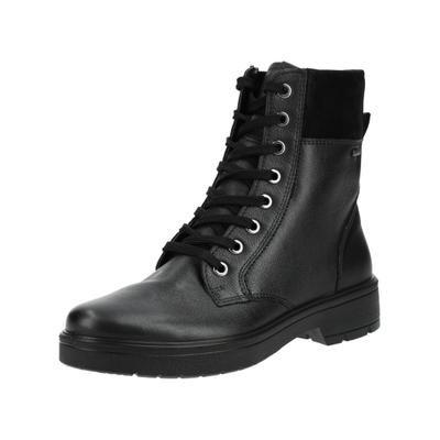 Schnürstiefelette LEGERO "Legero Stiefelette Glattleder", Damen, Gr. 37,5, schwarz, Glattleder, Schuhe Schnürstiefelette