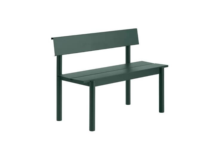 Muuto - Linear Steel Bank mit Rückenlehne, 110 cm, dunkelgrün
