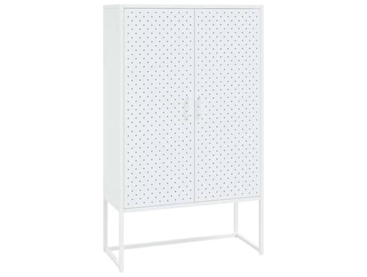 Makastle Highboard 80x35x135 cm Weiß Stahl mit 2 Türen und Einlegeböden Highboard Weiß 80x35x135 Cm Stahl Mit Perforierten Türen Und Stellfüßen