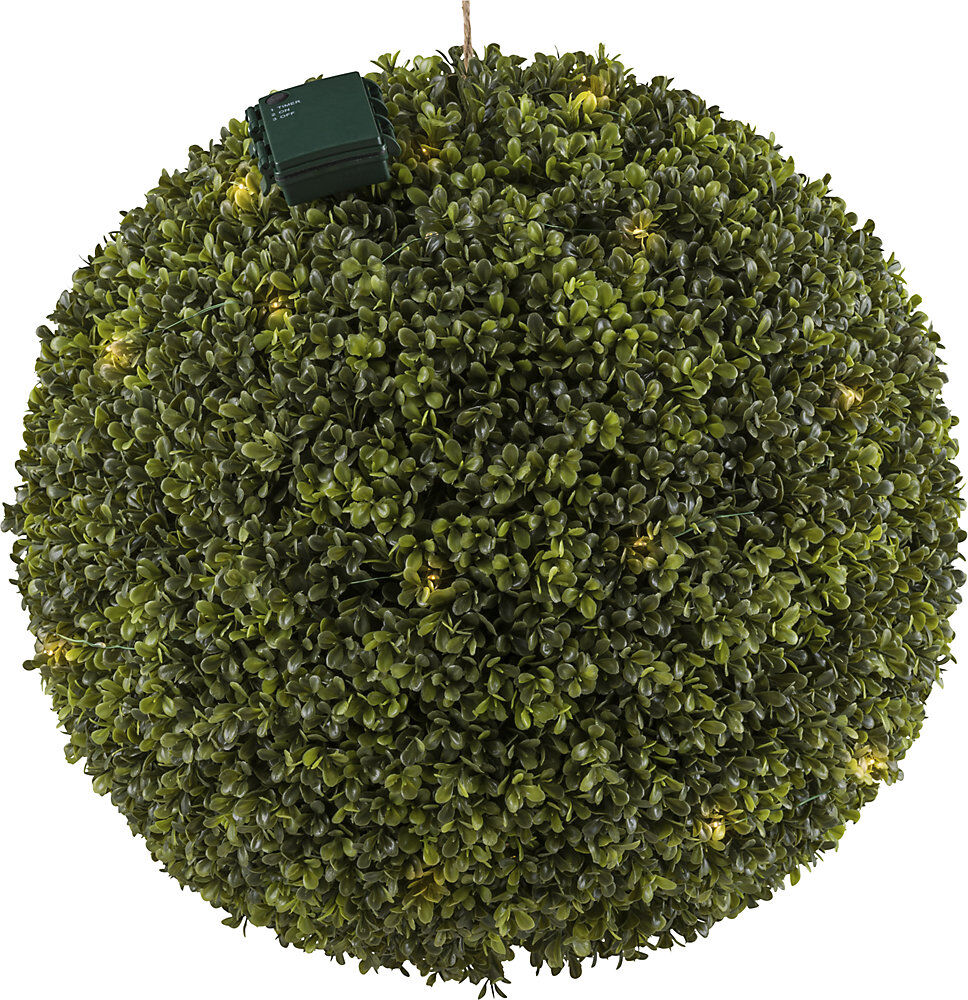 kaiserkraft Buchsbaumkugel, Batteriebox für 3 AA, 6h Timer, UV-beständig, Ø 450 mm, 45 LED