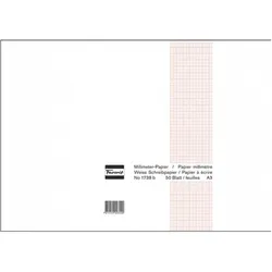 Favorit, Heft + Block, Millimeterpapier Block weiss (A3, Kariert, Harter Einband)
