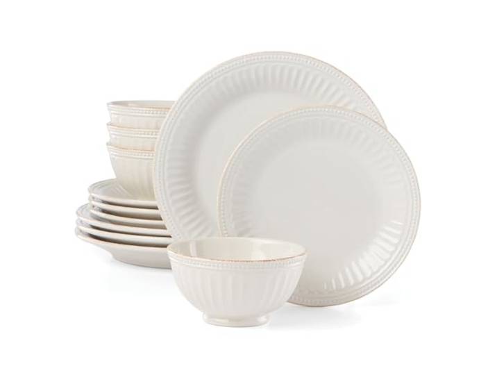 LENOX French Perle Groove Teller und Schüssel, 10,5 kg, Weiß