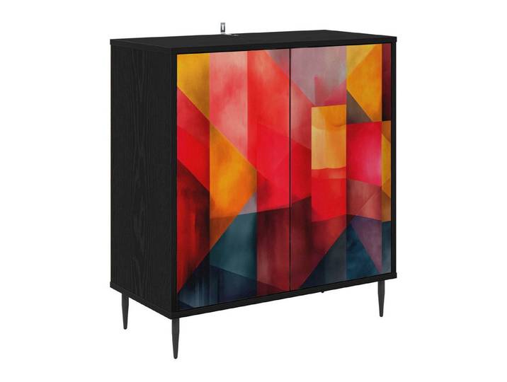 vidaXL Sideboard Sideboard HEESCH Schwarz Eichen-Optik 69 x 33 x 76 cm (1 St)