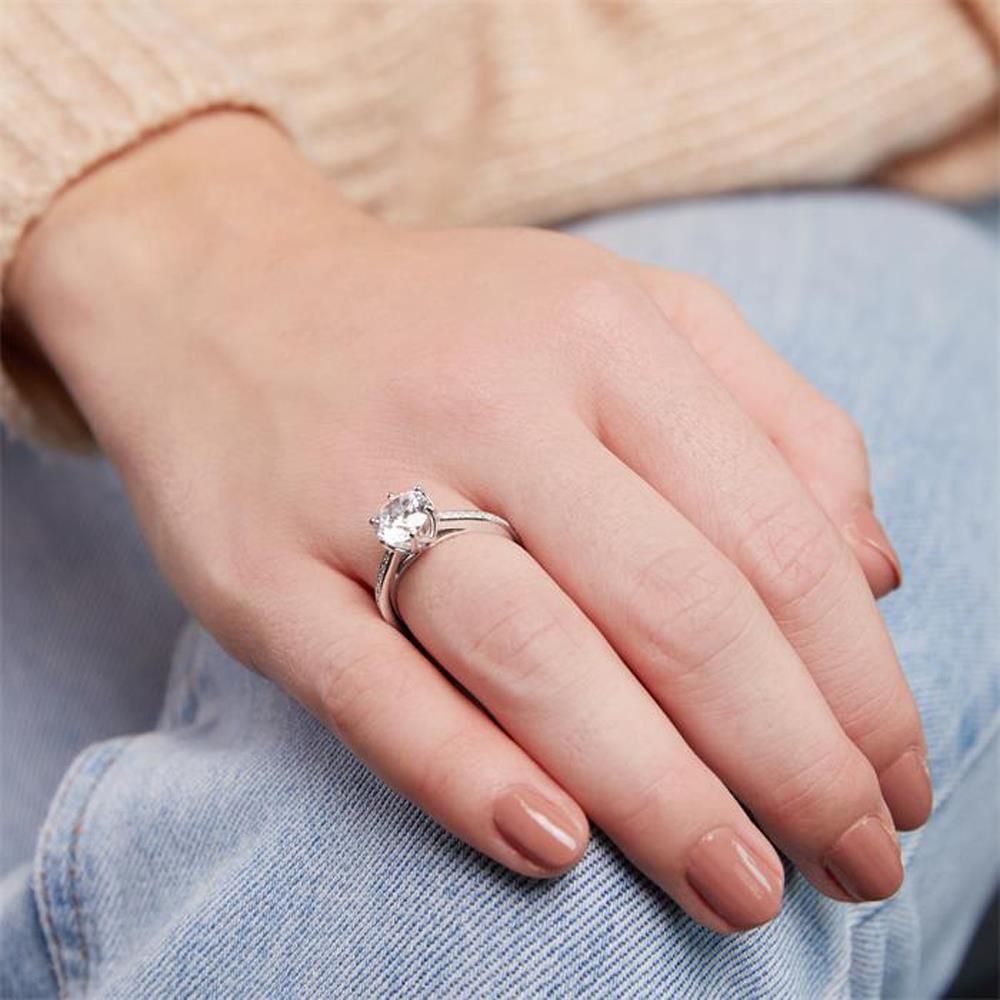 Unique Verlobungsring Silber Steinbesatz silber