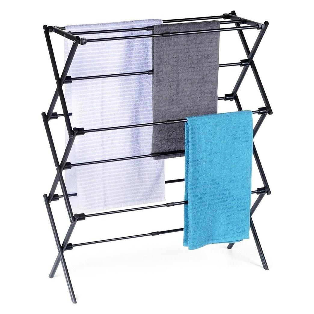 Vilde Suszarka na Pranie Ubrania Metalowa Czarna Pionowa Solidna ORION 47-78x94cm (62486274)