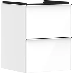 hansgrohe Xelu Q Waschtischunterschrank, 480x475, 2 Schubkästen, für Handwaschbecken, 54019000, Farbe: Möbel Weiß Hochglanz/Griff Chrom