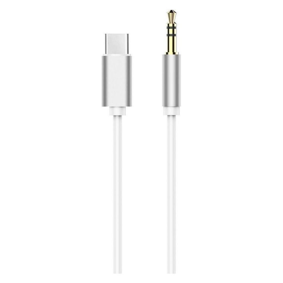 Partner Telecom Converter OEM Cable AUX Type C (male) to Jack 3,5 mm (male) white (Digital -> Analog) (HFAD-TYP-C-1M)