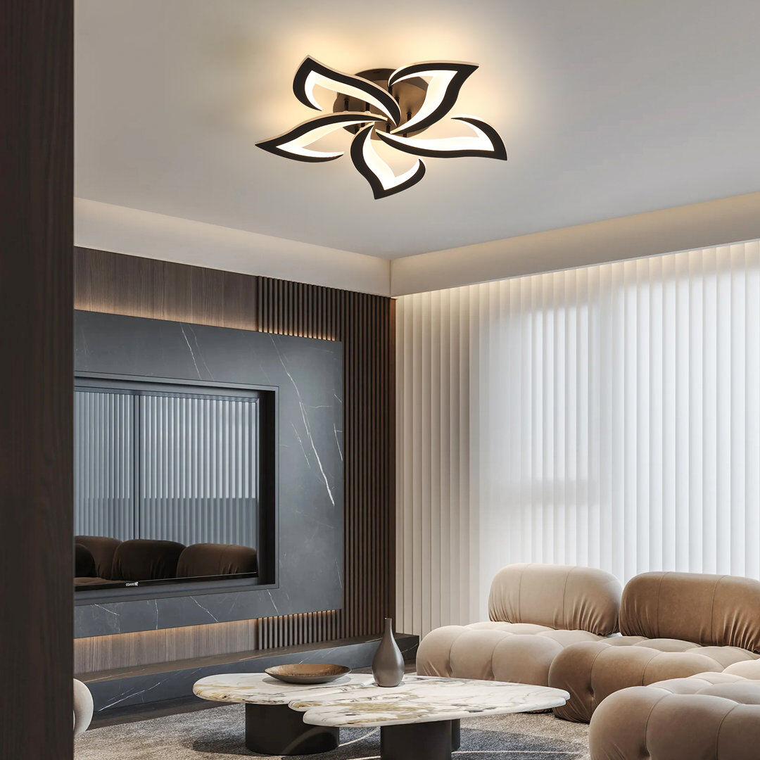 Ivy Bronx Rachna 5-head 60cm LED Integrated Semi Flush Mount Ceiling Light Black 8cm H X 60cm W X 60cm D