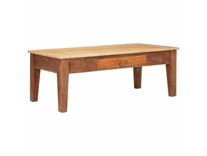 KTHLBRH Couchtisch mit Schublade, braun, 110 x 55 x 40 cm Massives Mangoholz, Kupfergriffe, modernes rechteckiges Design, einfache Wartung