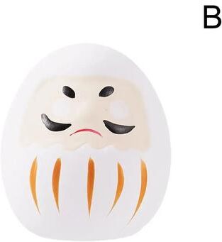 Inspire Select Japanese Ceramic Daruma Doll Miniature Lucky Fortune Charm Ornament For Home Decor & Gifts white