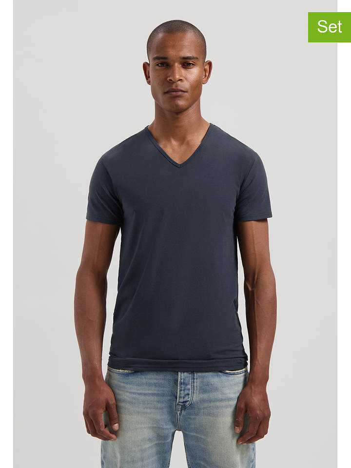DSTREZZED 2er-Set: Shirts in Dunkelblau - 3XL
