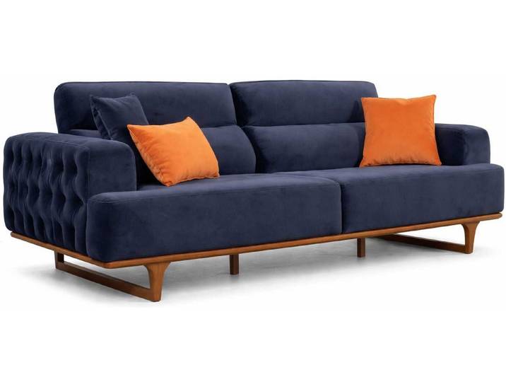 JVmoebel 3-Sitzer 3Sitzer Sofa Modern Kissen Dunkelblau Gemütlich, 1 Teile
