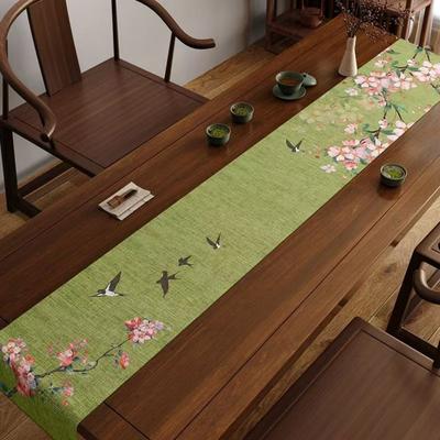 Modern Mode Marketplace Elegant Chinese Bamboo Shadow & Flying Bird Table Runner For Home & Restaurant d 13 90.5 In