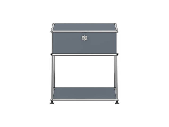 USM Haller Nacht-Schränkchen M54 grau mittelgrau 1 Klapptür oben ohne Schloss 52.3x56.5x37.3 cm