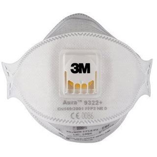 3M Atemschutzmasken AuraÖ Comfort Cool FlowÖ 9322+ FFP2 NR D DIN EN 149:2001, A1:2009, 5 St.