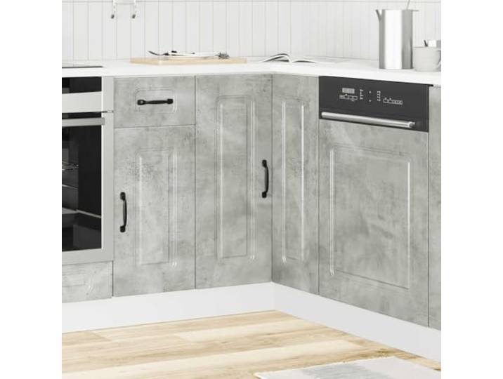 KTHLBRH Eck-Küchenunterschrank Kalmar grau Beton 75 x 75 x 81 cm 60 kg maximale Kapazität, robuste Spanplatte, verstellbare Füße, Montage erforderlich