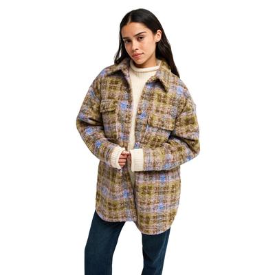 Fleecejacke ROXY "Over And Above", Damen, Gr. L, bunt (oil grün tartan plaid), Obermaterial: 100% Polyester., Jacken Fleecejacke