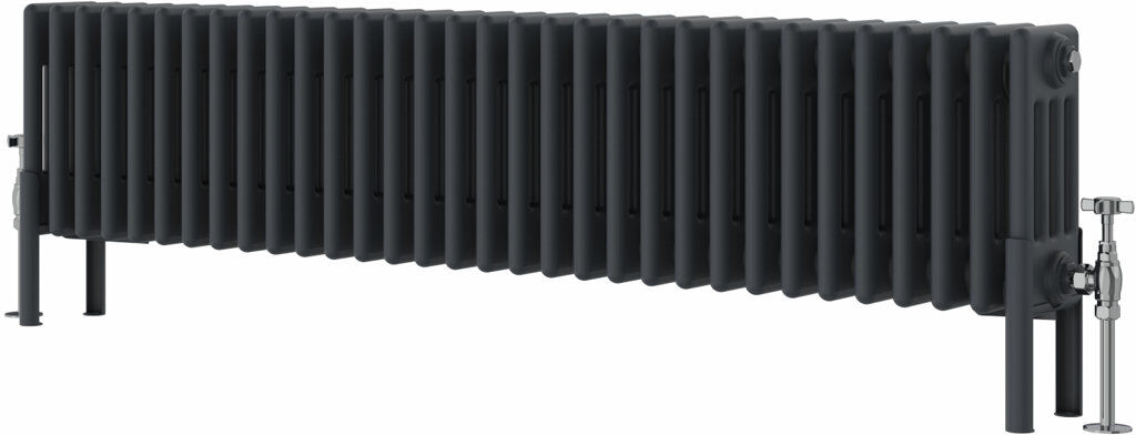 Symple Stuff Altynay Horizontal Traditional 4 Column Radiator Anthracite 300mm H x 1460mm W x 140mm D