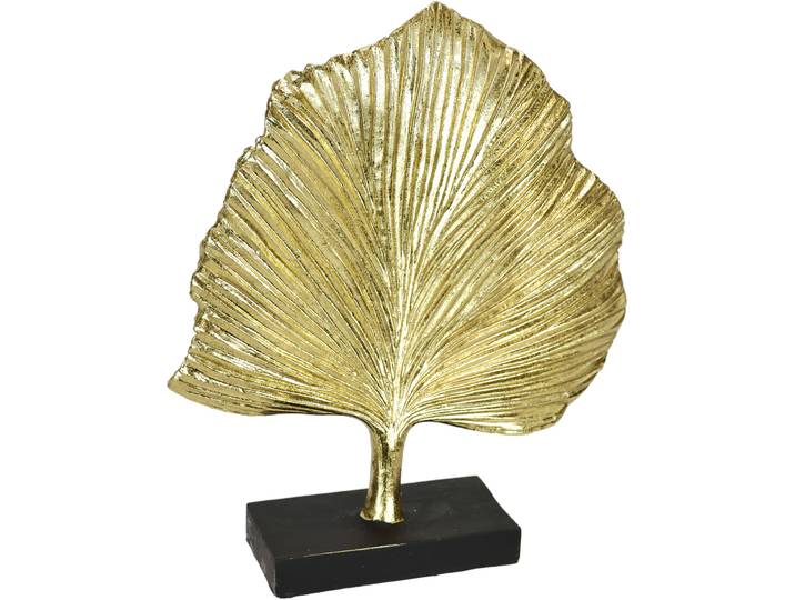 Dekofigur I.GE.A. Ginkgo Blatt Statue , gold, B:20cm H:24cm, Polyresin, Dekofiguren, Dekofigur, Ornamente Skulptur Dekoration Figuren Geschenkidee, gold