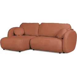 ECKSOFA Candy mit Schlaffunktion Terrakotta Bouclé-Stoff - Ottomane links