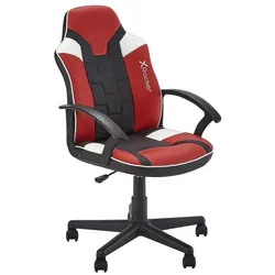 X Rocker Chaise de bureau Saturn à roulettes et mi-dossier Rouge, Gaming Stuhl, Mehrfarbig, Schwarz, Weiss, Rot