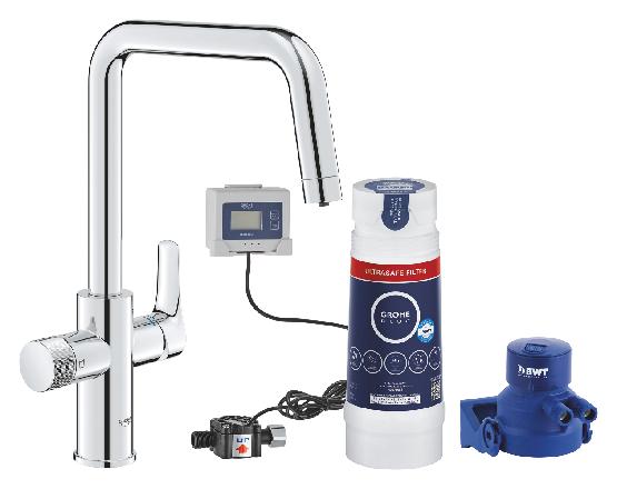 Grohe Blue Pure - Set Spültischarmatur Start mit Ultrasafe-Filter, Chrom