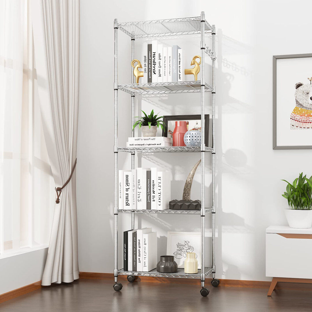 Rebrilliant Aires 61cm W Powder Coated Steel Shelving Unit Silver 180cm H X 61cm W X 36cm D