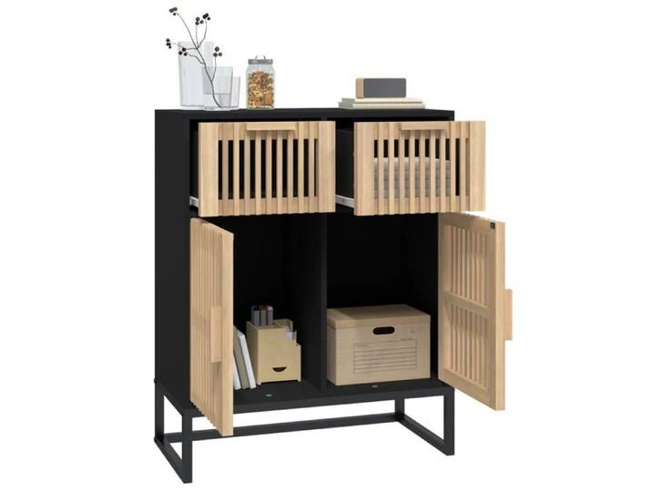 Moderne Buffet noir BURKE Armoire de salon 60x30x75 cm bois d'ingénierie AA2309