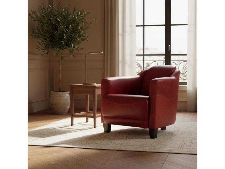 Fauteuil Club Gentleman en cuir - Rouge