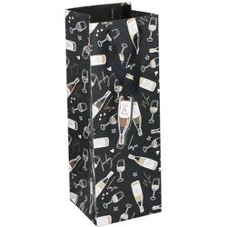 Edco, Geschenkverpackung, Geschenktüte für Flasche, schwarz/gold, 2er-Pack (2x)