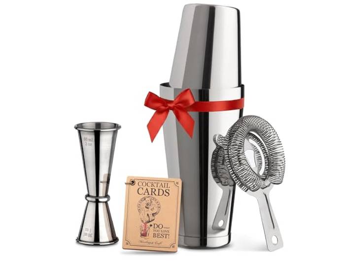 Mixology & Craft Cocktail Set - Cocktail Shaker Edelstahl & Bar Zubehör - Cocktail Mix Set Silber