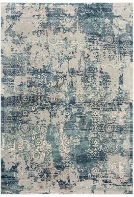 Alora Decor Glamour Power-Loomed Gray/Teal Wash Abstract Rug