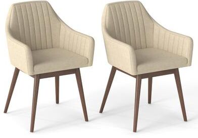 Costway Dining Chairs Set of 2 Upholstered Accent Chairs with Comfy Padded Backrest and Seat-Beige