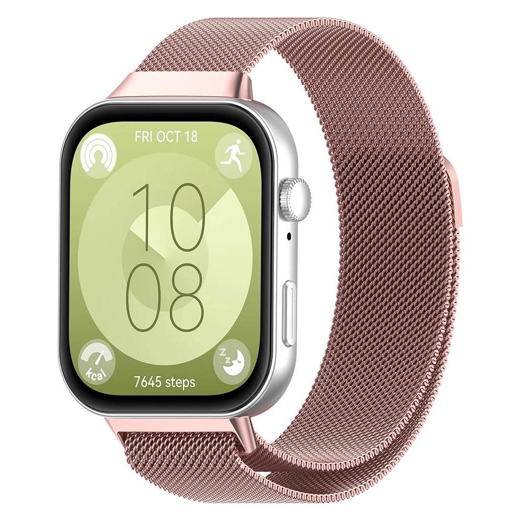 Techsuit - Watchband (W009) - Huawei Watch Fit 3 - Pink (Edelstahl, Magnet) (56360150)