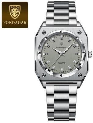 Uplift Essentials Elegant Square Luxury Quartz Watch Waterproof Luminous Stainless Steel Timepiece For Women With Gift Box silver Grey