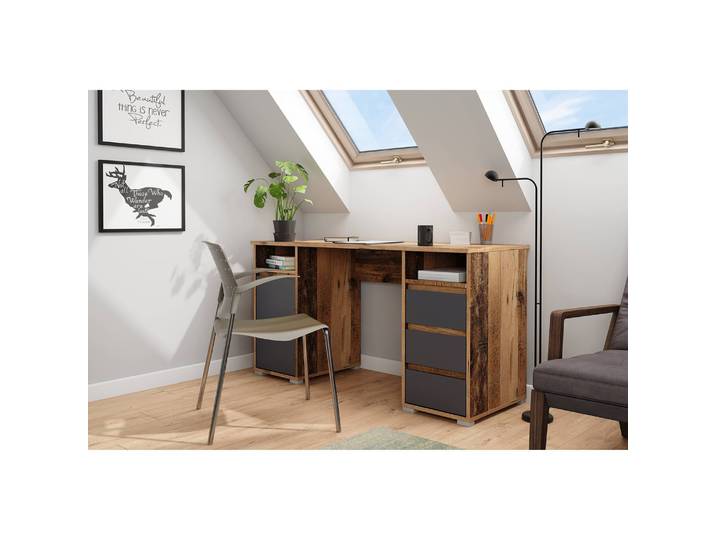 Schreibtisch Nichols 138 x 75 x 55cm Braun/Altholz Dekor