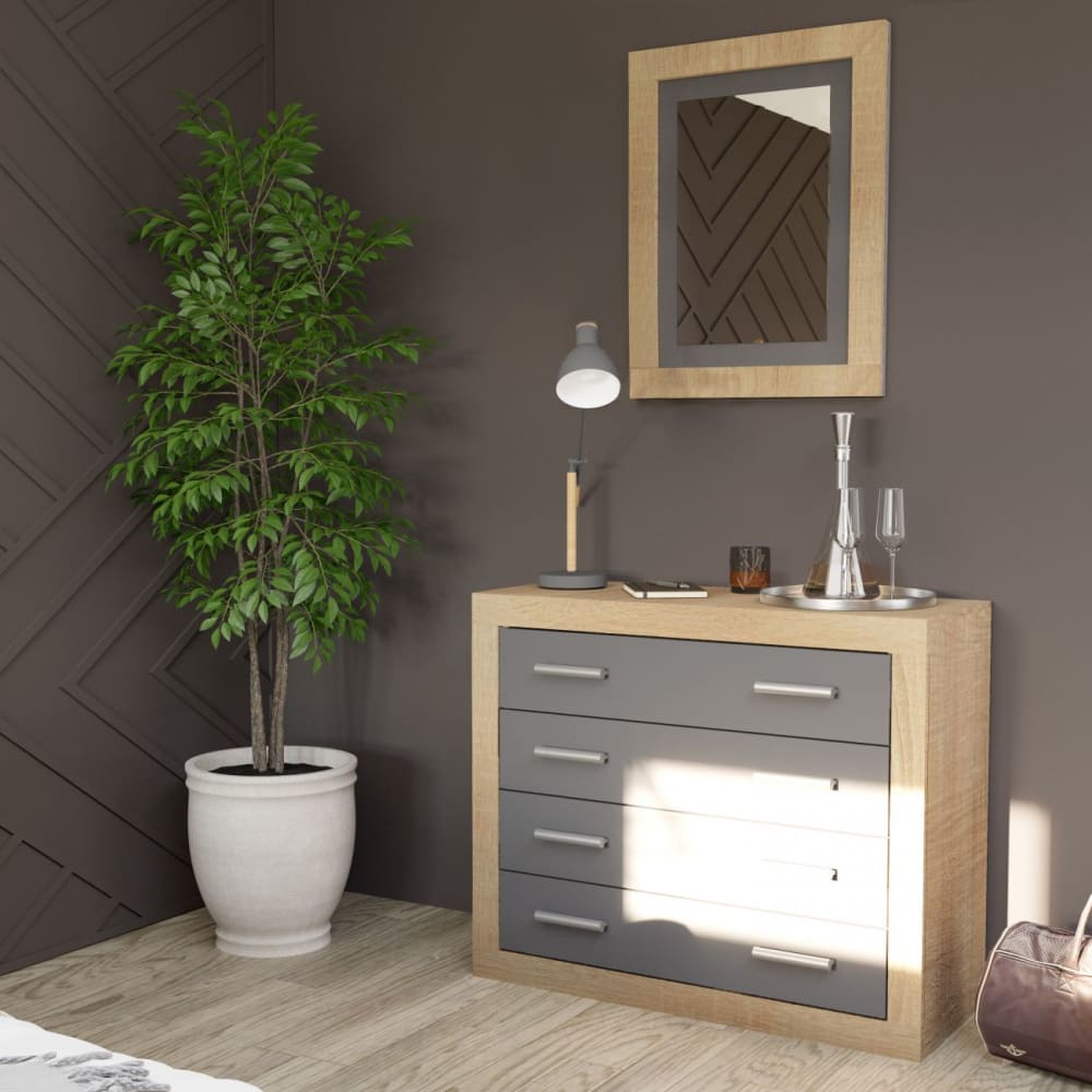duehome Cómoda chifonier amplia de 4 cajones 98x81,5 cm cambria grafito