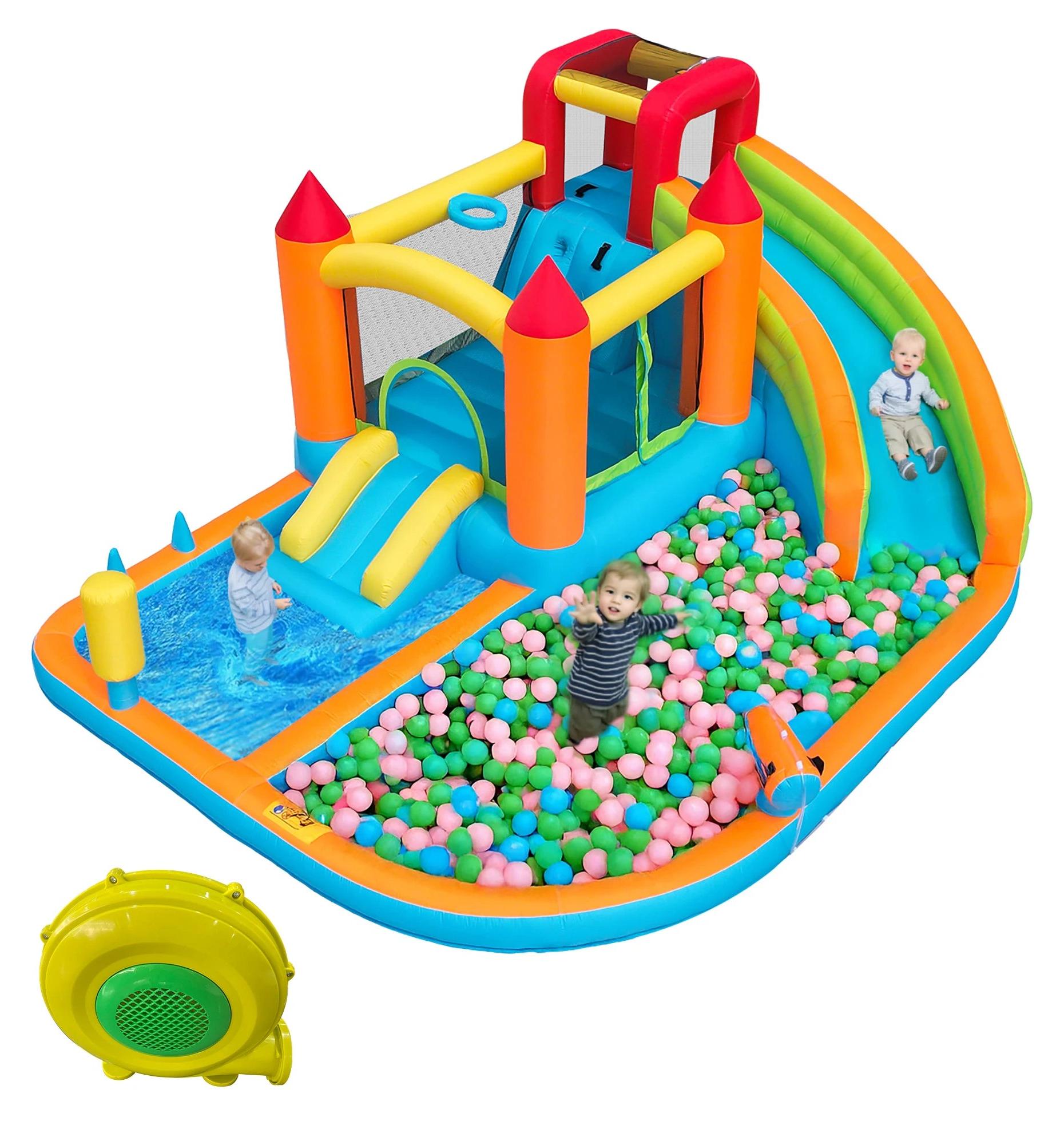 Spielparadies - Hüpfburg - Trampolin - Rutsche - Wasserspielplatz - Oxford-Stoff - Robuste Konstruktion