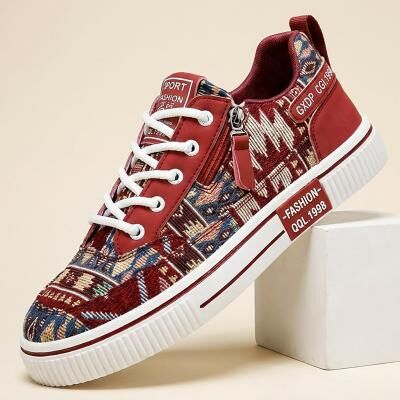 LightInthebox Men's Blue Pattern High Top Sneakers, Lace-Up Street Casual Style for Young Men, Campus, Skateboarding, Travel and Weekend Wear